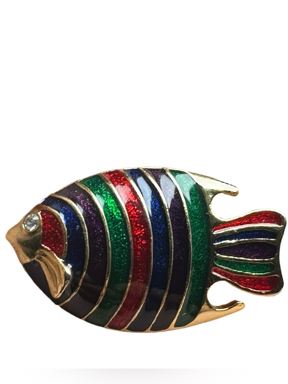Colorful Enamel Striped Fish Ornament - Multi-Color